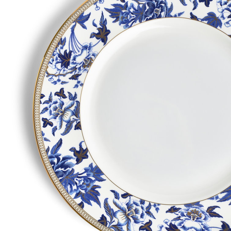 Hibiscus 10.75" Porcelain Dinner Plate with Gold Band