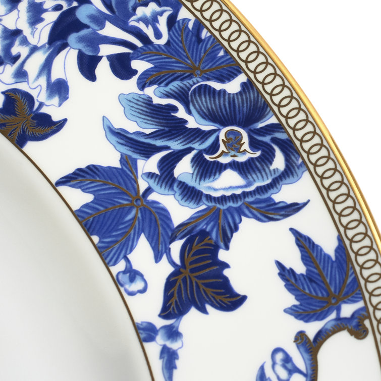 Hibiscus 10.75" Porcelain Dinner Plate with Gold Band