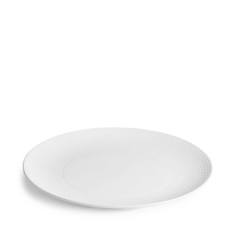 White Porcelain Geometric Round Dinner Plate