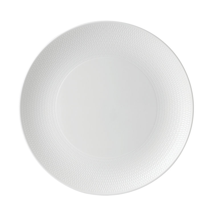 White Porcelain Geometric Round Dinner Plate
