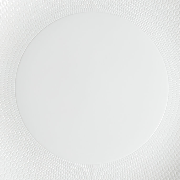 White Porcelain Geometric Round Dinner Plate