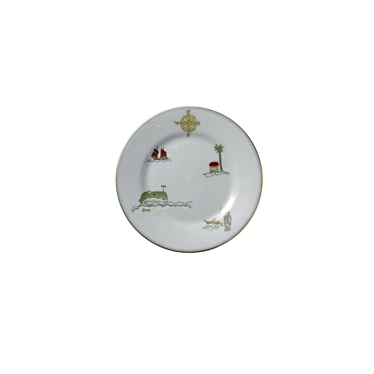 Blue Porcelain Coastal Round Salad Plate