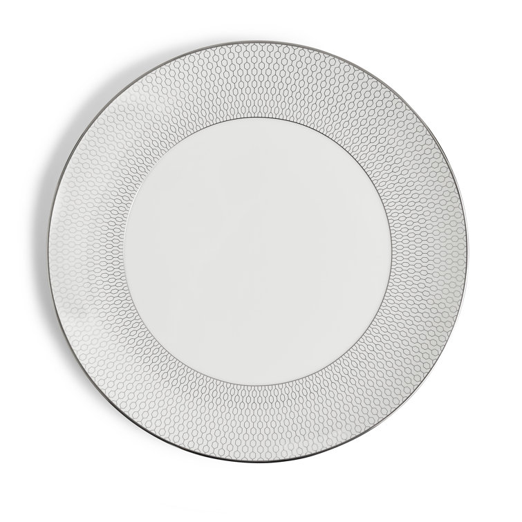 Gio Platinum Geometric White Porcelain Dinner Plate