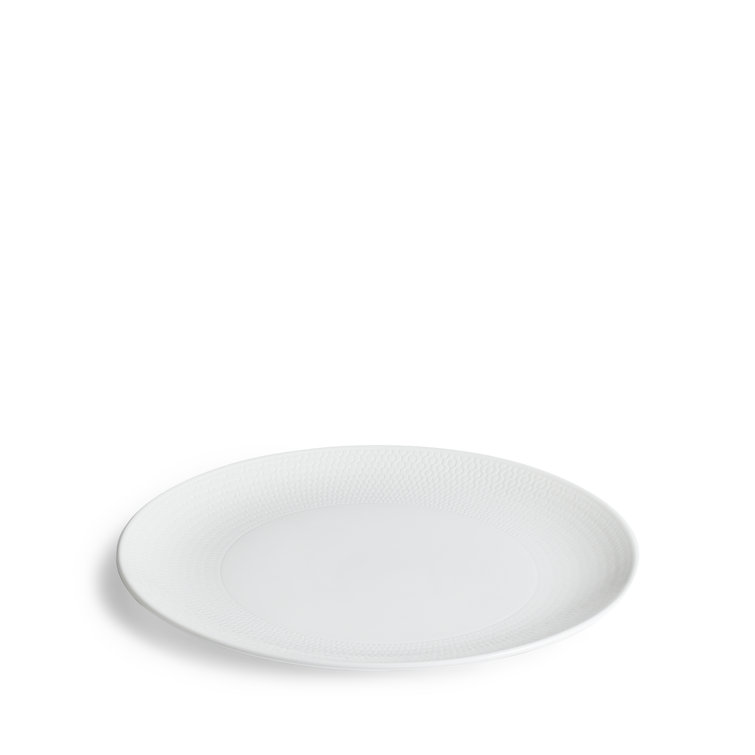 White Embossed Porcelain Geometric Salad Plate