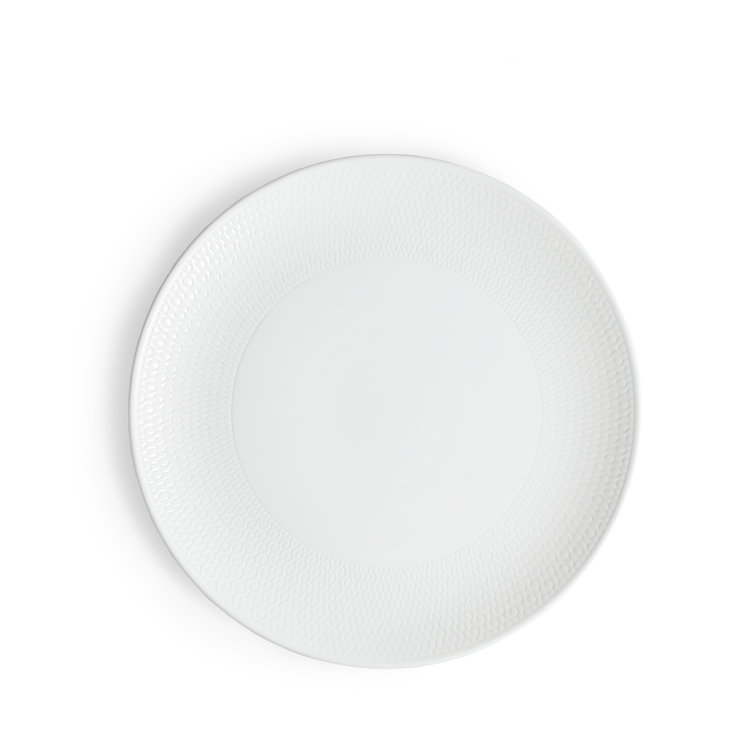White Embossed Porcelain Geometric Salad Plate