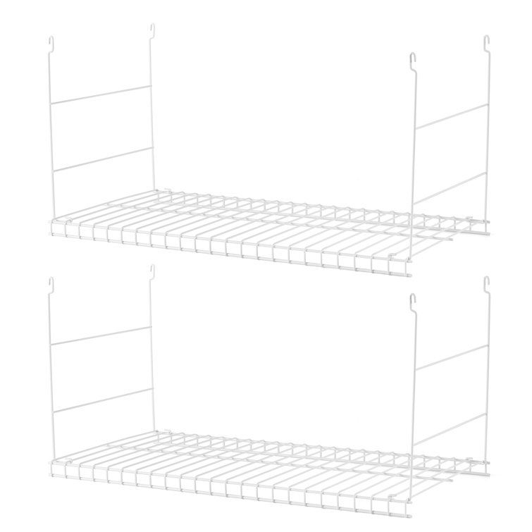 24-Inch White Steel Wire Hanging Storage Shelf, 2 Pack