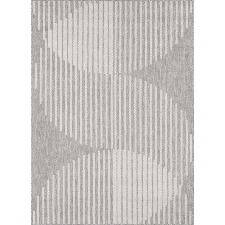 Alder Ivory and Grey 8' x 10' Easy-Care Synthetic Indoor/Outdoor Rug