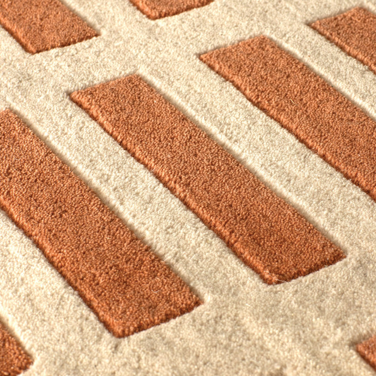 Maize Orange and Ivory Hand-Tufted Wool Rug, 8' x 10'