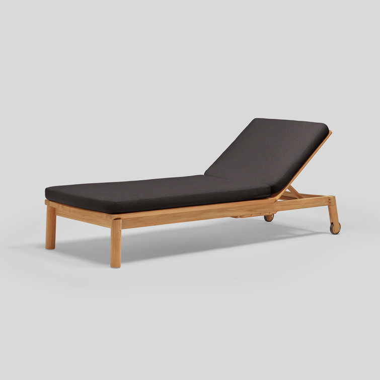 Sunbrella Coal Teak Outdoor Chaise Lounge with Cushions