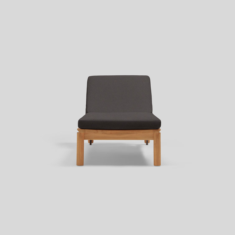 Sunbrella Coal Teak Outdoor Chaise Lounge with Cushions