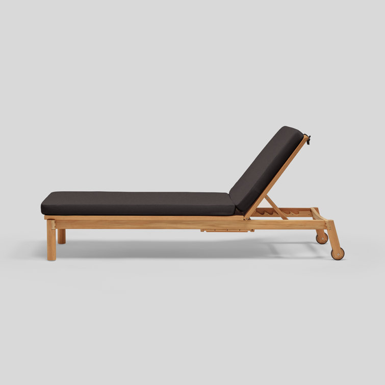 Sunbrella Coal Teak Outdoor Chaise Lounge with Cushions