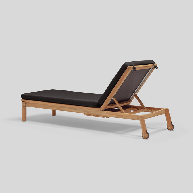 Sunbrella Coal Teak Outdoor Chaise Lounge with Cushions