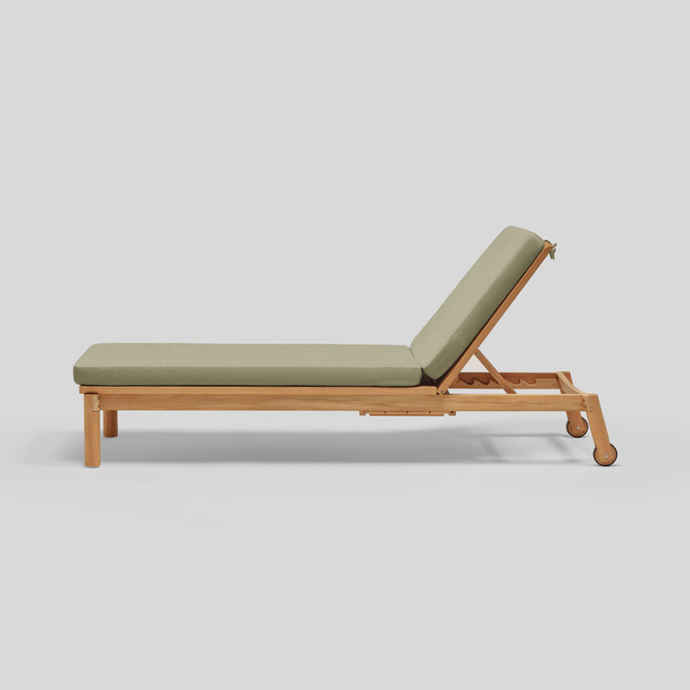 Heritage Leaf Sunbrella Teak Outdoor Chaise Lounge with Cushions