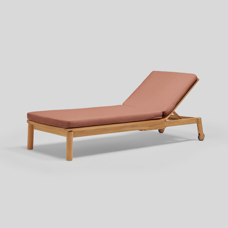 Heritage Rust Sunbrella Teak Outdoor Chaise Lounge with Cushions