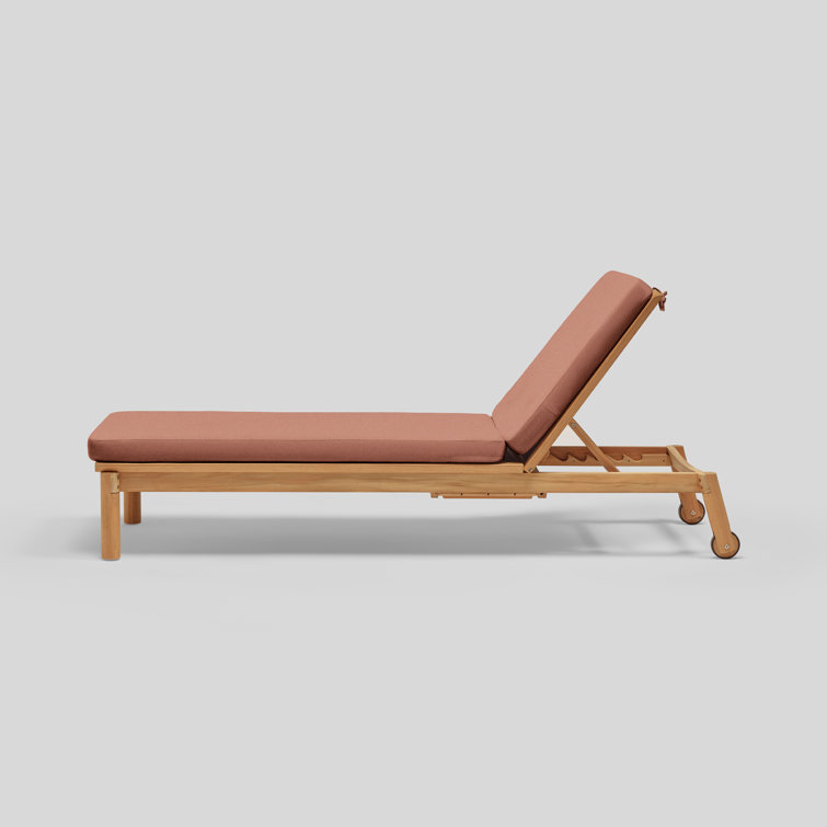 Heritage Rust Sunbrella Teak Outdoor Chaise Lounge with Cushions