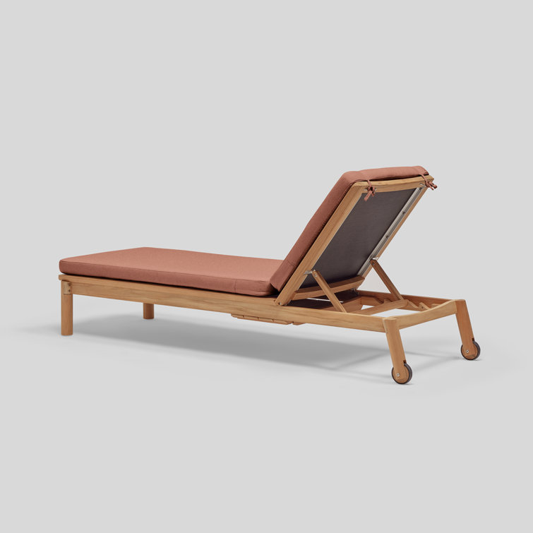 Heritage Rust Sunbrella Teak Outdoor Chaise Lounge with Cushions