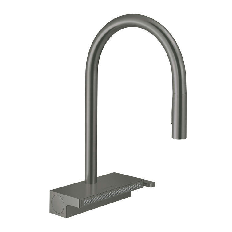 Brushed Black Chrome High Arc Kitchen Faucet with Pull-Out Spray