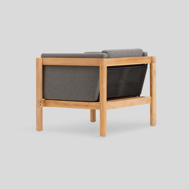 Haven Teak Outdoor Lounge Chair with Gray Sunbrella Cushions