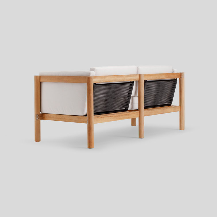 Haven Teak Outdoor Loveseat with Canvas Sunbrella Cushions