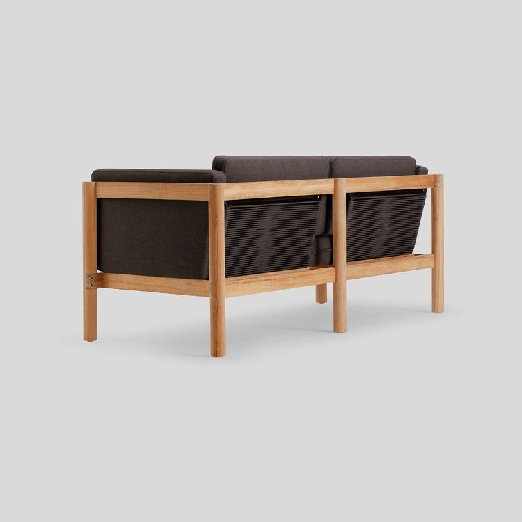 Teak Outdoor Sectional with Sunbrella Coal Cushions