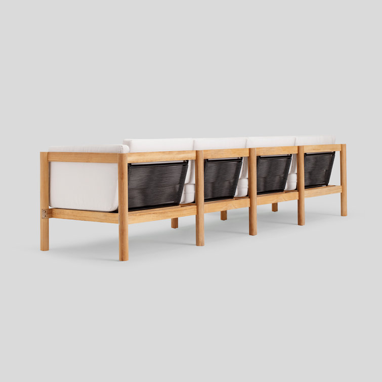 Haven 6-Piece U-Shaped Teak Outdoor Sectional with Canvas Cushions