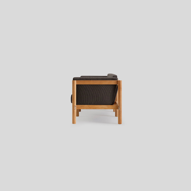 Sunbrella Coal Cushioned Teak Outdoor Sectional Sofa