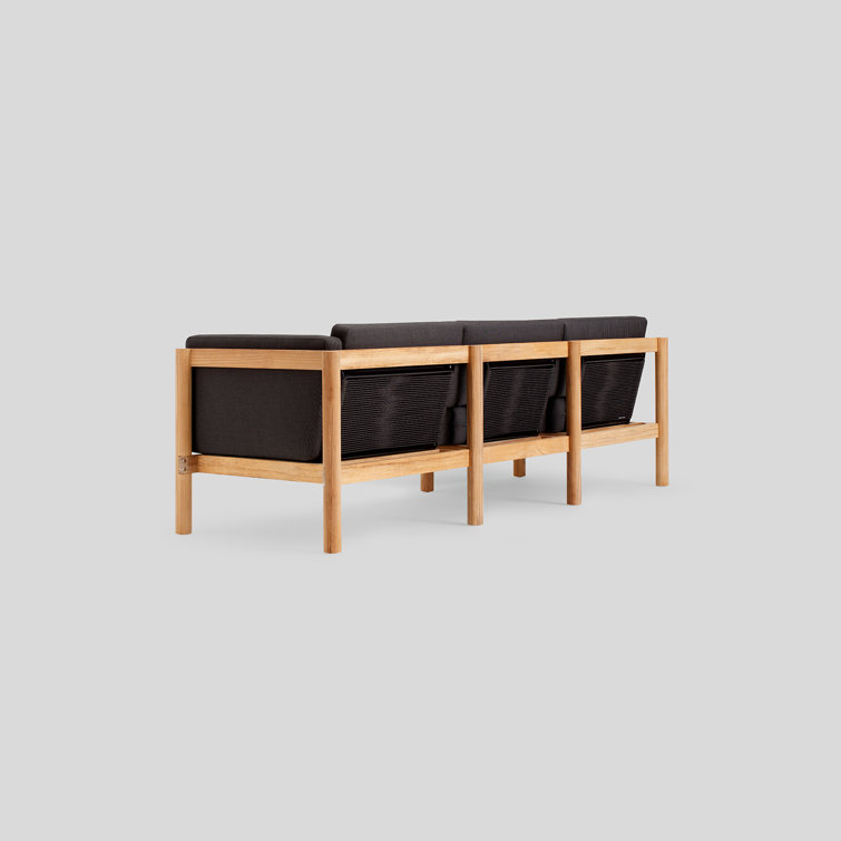 Sunbrella Coal Cushioned Teak Outdoor Sectional Sofa
