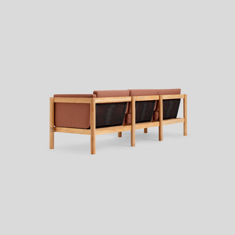 Haven Teak Outdoor Sectional with Rust Sunbrella Cushions