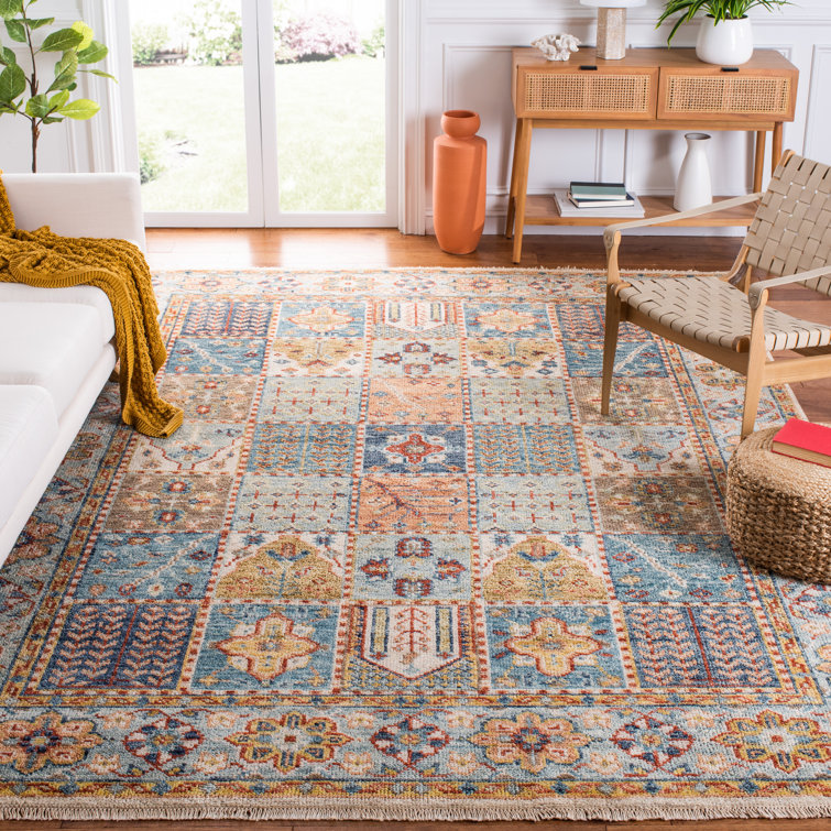 Serene Harmony 8' x 10' Hand-Knotted Blue & Green Wool Rug
