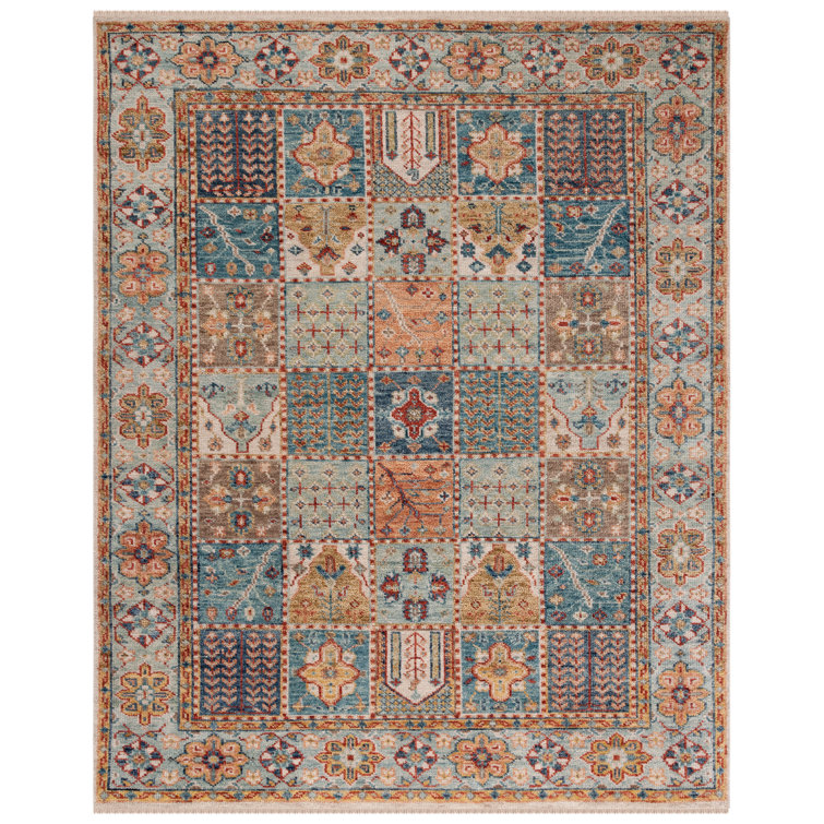 Serene Harmony 8' x 10' Hand-Knotted Blue & Green Wool Rug