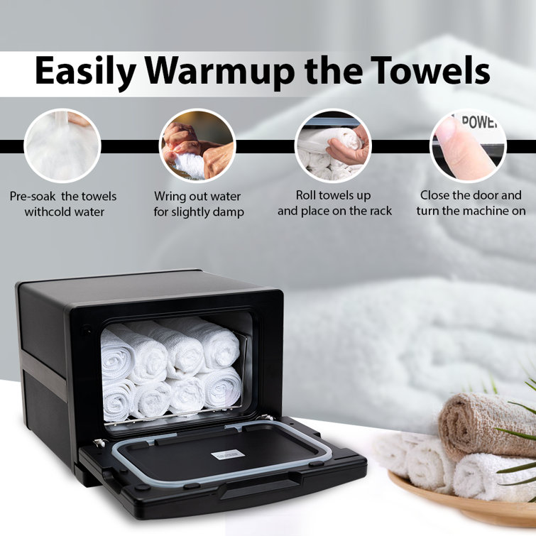 Black Freestanding Flat Panel Towel Warmer with UV Sterilizer