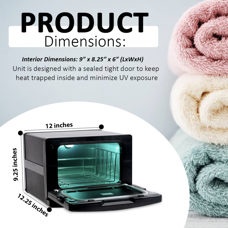 Black Freestanding Flat Panel Towel Warmer with UV Sterilizer