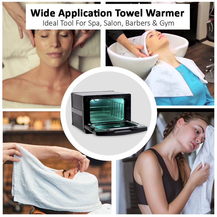 Black Freestanding Flat Panel Towel Warmer with UV Sterilizer