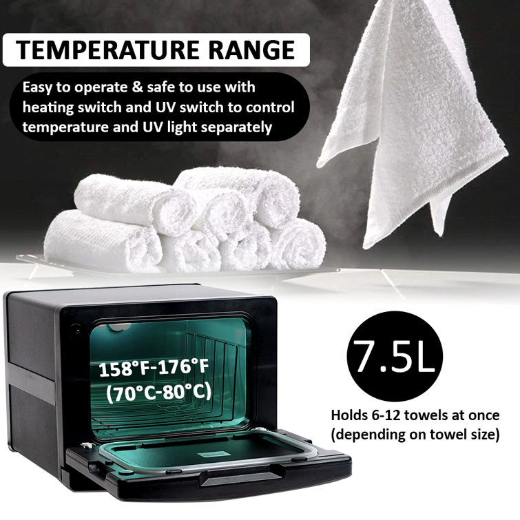 Black Freestanding Flat Panel Towel Warmer with UV Sterilizer