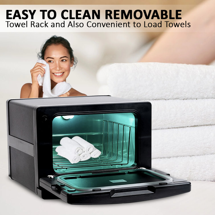 Black Freestanding Flat Panel Towel Warmer with UV Sterilizer