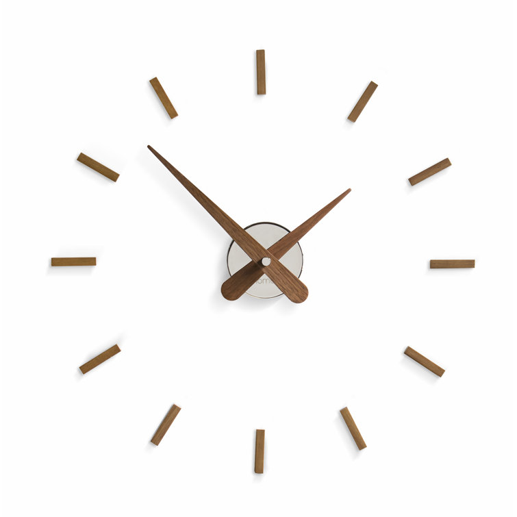 Modern Walnut Wood and Steel Silent Wall Clock