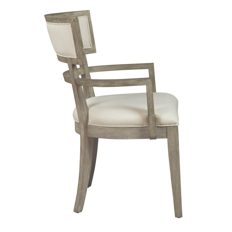Bedford Gray Wood Accent Chair with Linen Upholstery