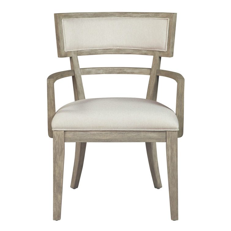 Bedford Gray Wood Accent Chair with Linen Upholstery