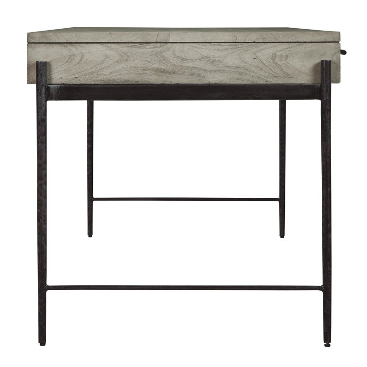 Bedford Gray Solid Mango Wood Transitional Home Office Desk with 3 Drawers