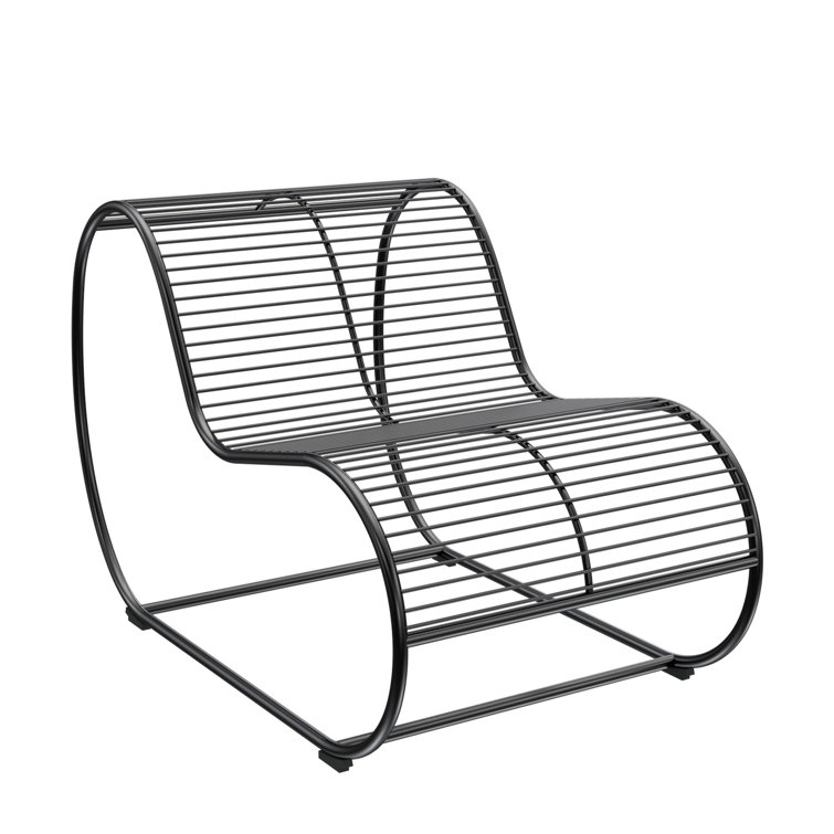 Black Weather-Resistant Wire Loop Lounge Chair