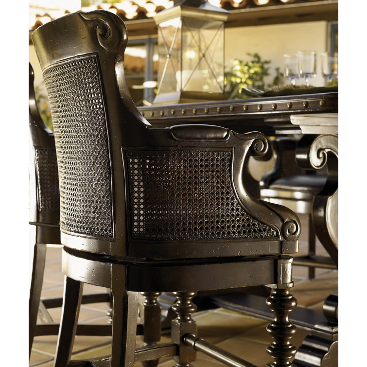 Kingstown 24.75'' Black Leather Swivel Traditional Bar Stool