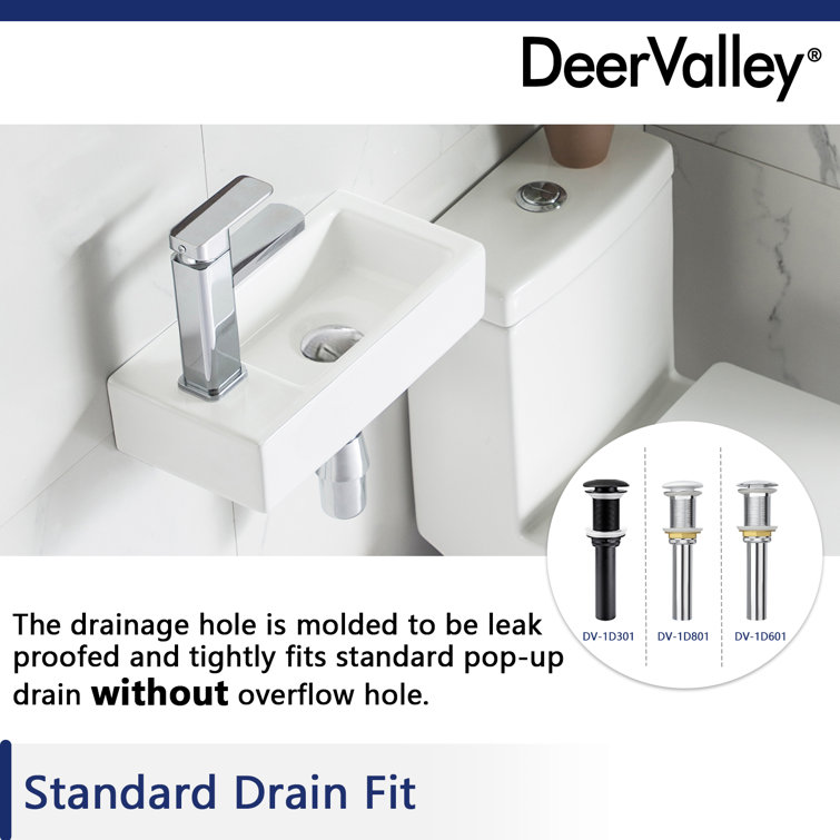 White Ceramic Rectangular Wall-Mount Bathroom Sink