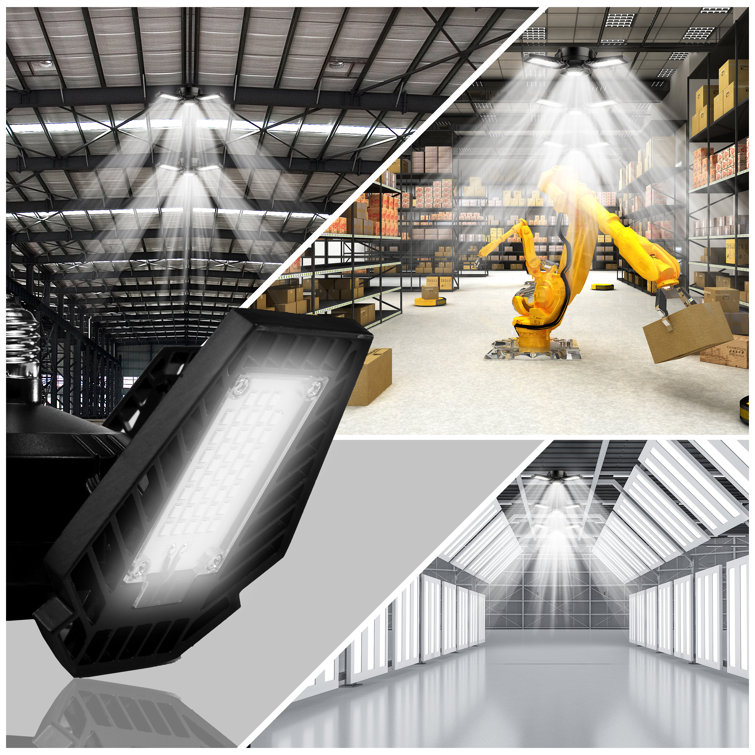 Black Adjustable 3-Panel LED Garage Ceiling Light