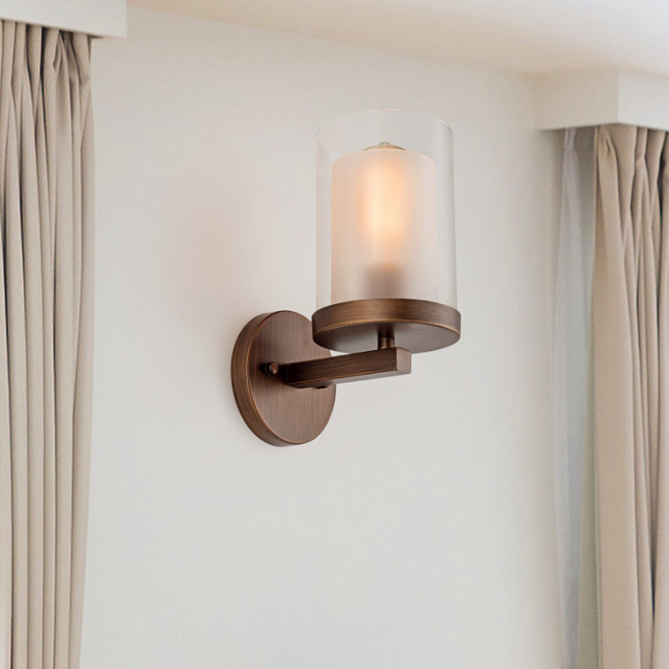 Copper and Clear Glass Cylinder Wall Sconce
