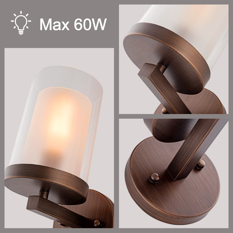 Copper and Clear Glass Cylinder Wall Sconce