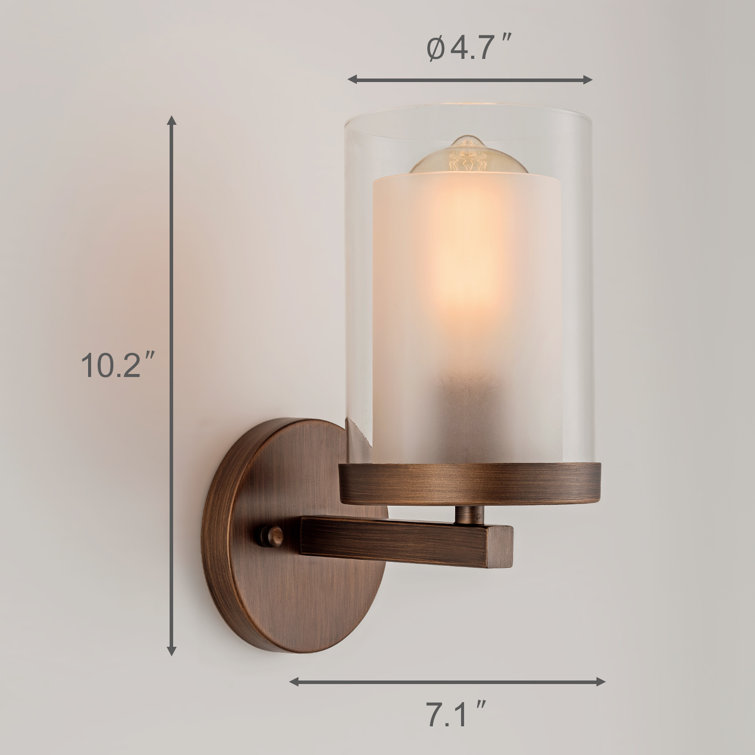 Copper and Clear Glass Cylinder Wall Sconce