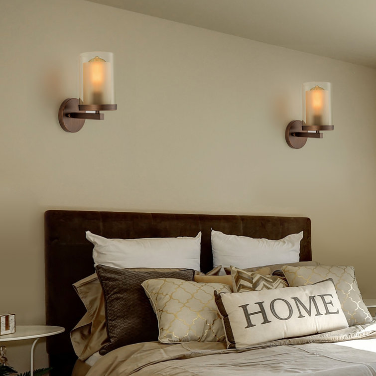 Copper and Clear Glass Cylinder Wall Sconce
