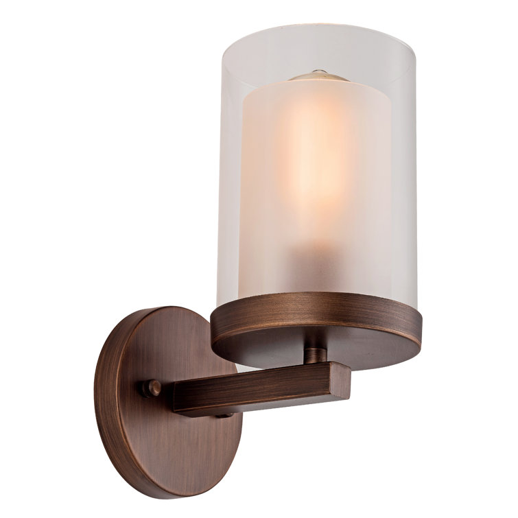 Copper and Clear Glass Cylinder Wall Sconce