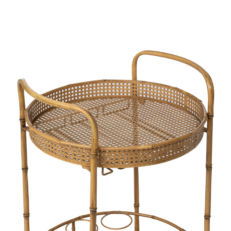 Roanoke 30" Bamboo-Style Metal Bar Cart with Storage