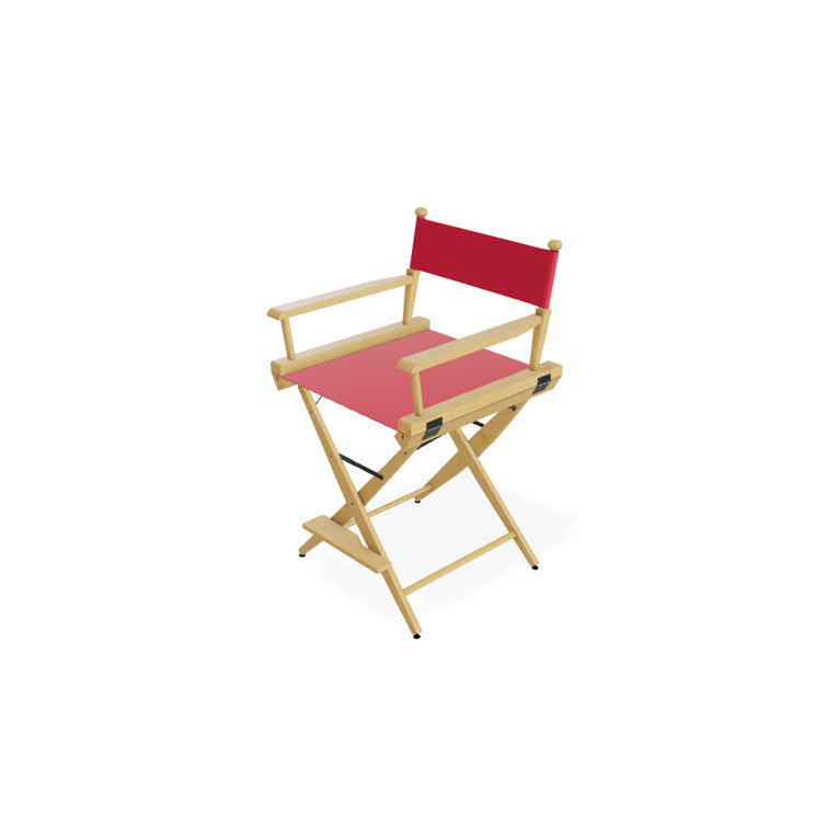 Red Canvas and Varnished Wood Folding Director Chair